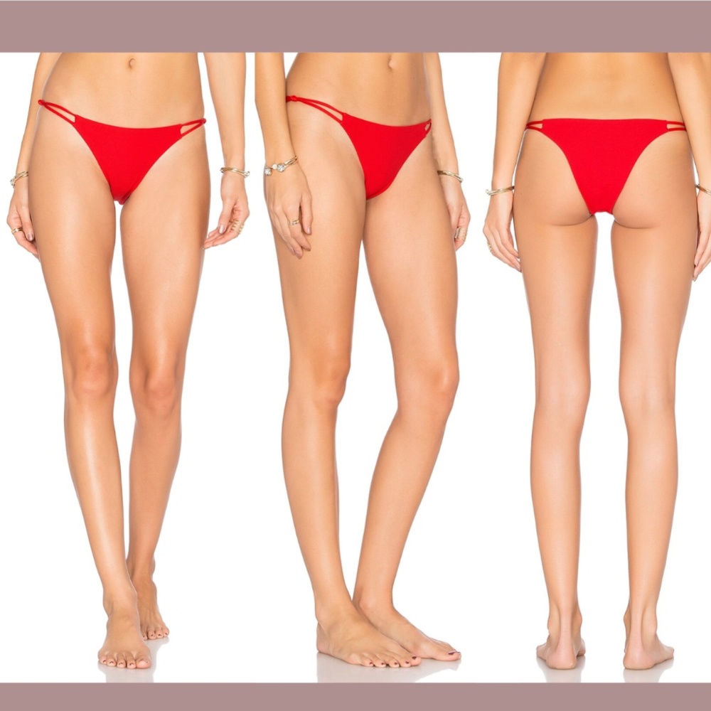 NWD Tavik [ Medium ] Ribbed Knotted Strap Asher Bikini Bottom in Red‎